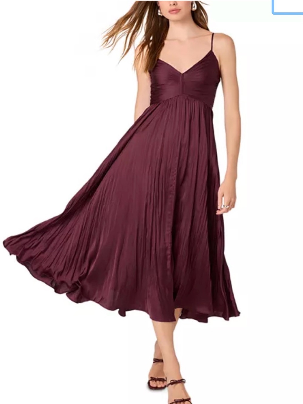 ASTR the Label Maeve Dress Spaghetti Strap Midi Dress in Deep Wine XS